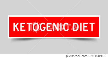 Red color square shape sticker label with word ketogenic diet on gray background 95160919