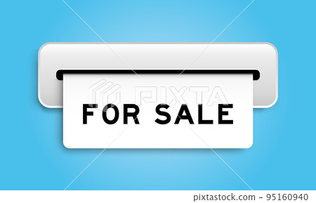 White coupon banner with word for sale from machine on blue color background 95160940