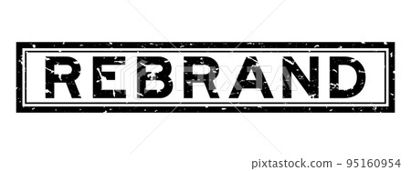 Grunge black rebrand word square rubber seal stamp on white background 95160954