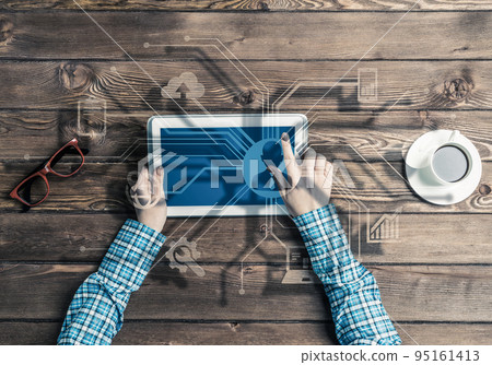 Concept of social communication and networking with media user interface Concept of social communication and networking with media user interface 95161413