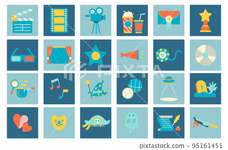 Movie square icon illustration set 95161451