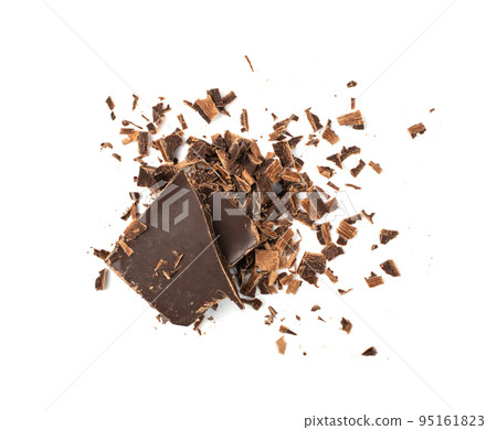 Grated Chocolate Pile Isolated, Crushed Shavings, Crumbs, Flakes, Cocoa Sprinkles 95161823