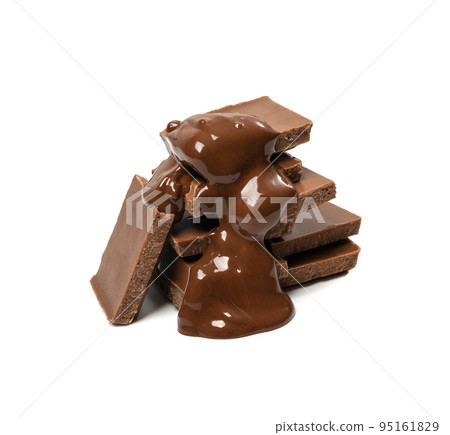 Broken Chocolate Bar Isolated 95161829