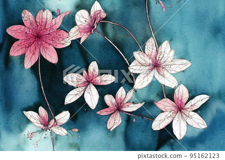 forget me not. watercolor floral background. small flowers on blue background 95162123