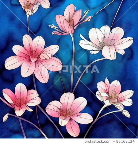 forget me not. watercolor floral background. small flowers on blue background forget me not. watercolor floral background. small flowers on blue background 95162124