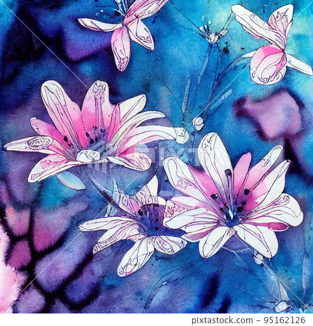 forget me not. watercolor floral background. small flowers on blue background forget me not. watercolor floral background. small flowers on blue background 95162126