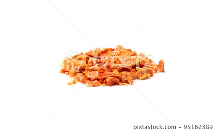 Dried Chopped Carrots Isolated on White Top View Dried Chopped Carrots Isolated on White Top View 95162389