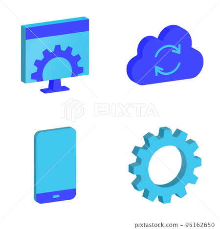 Software and digital devices isometric icon set 95162650