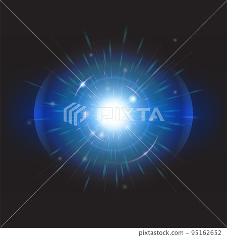 Blue light burst on dark background 95162652