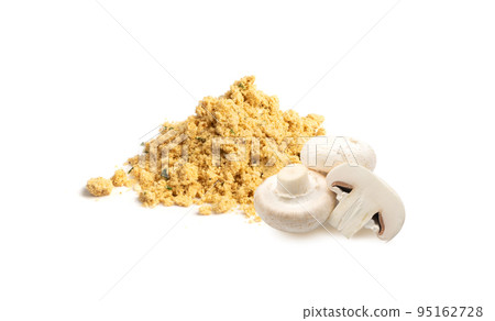 Mushroom Powder Pile Isolated, Powdered Dry Mushrooms Mushroom Powder Pile Isolated, Powdered Dry Mushrooms 95162728