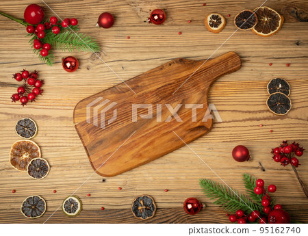 Christmas Dinner Table Setting, Xmas Mockup Flat Lay 95162740