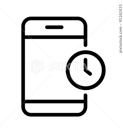 Mobile smartphone and clock vector logo icon. Simple sign line style. Modern Cell Phone sign for web site or mobile app 95162833