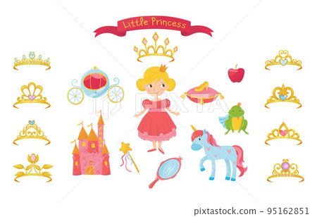 Little Princess with Golden Crown and Unicorn with Twisted Horn Big Vector Set Little Princess with Golden Crown and Unicorn with Twisted Horn Big Vector Set 95162851