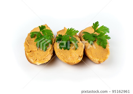 Meat Paste, Pate, Liver Spread Sandwiches Isolated 95162961