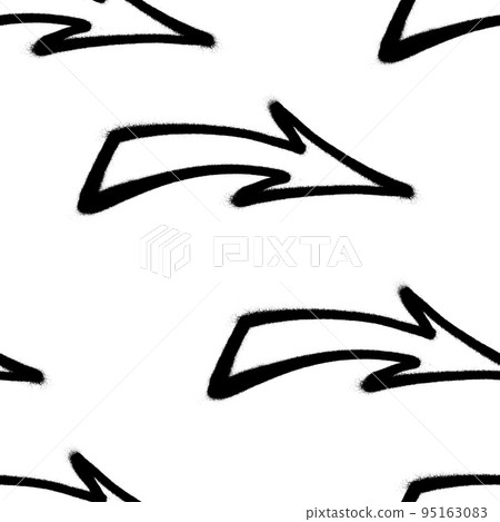 Black arrows made from spray paint on white background. Vector seamless pattern Black arrows made from spray paint on white background. Vector seamless pattern 95163083