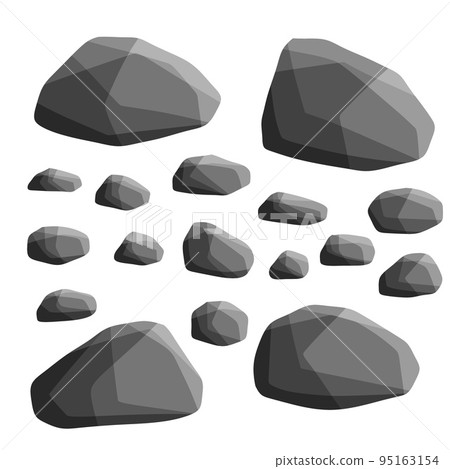 Natural wall stones and smooth and rounded grey rocks. 95163154