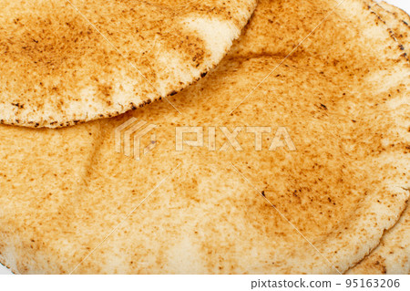 Wheaten Pita Flat Bread Texture Background. Flatbread Pattern, Tortilla with Copy Space Wheaten Pita Flat Bread Texture Background. Flatbread Pattern, Tortilla with Copy Space 95163206