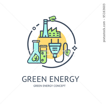 Green Energy Thin Line Icon Concept. Vector 95163603