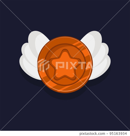 Game achievement badge or rank icon cartoon. Bronze award or medal reward. Level up coin with star and element for ui asset. Trophy symbol vector illustration Game achievement badge or rank icon cartoon. Bronze award or medal reward. Level up coin with star and element for ui asset. Trophy symbol vector illustration 95163934