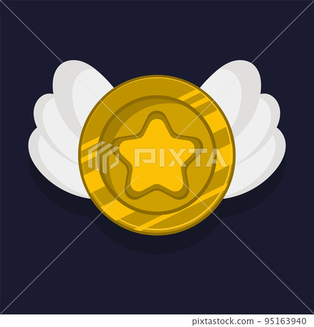 Game achievement badge or rank icon cartoon. Gold award or medal reward. Level up coin with star and element for ui asset. Trophy symbol vector illustration Game achievement badge or rank icon cartoon. Gold award or medal reward. Level up coin with star and element for ui asset. Trophy symbol vector illustration 95163940