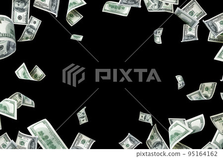 Money falling. American money. Washington American cash, usd background. 95164162