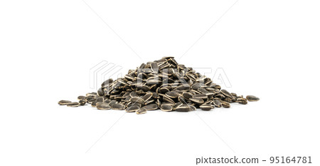 Sunflower Seeds Pile, Striped Raw Seeds Isolated Top View 95164781