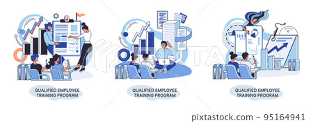 Qualified employee training program. Refresher course. Help in professional development, education metaphor Qualified employee training program. Refresher course. Help in professional development, education metaphor 95164941