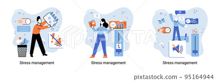 Stress management abstract metaphor, pressure control, depression, emotional tension, mental health 95164944