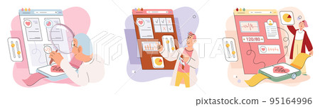 Online medical services mobile application, consultation and prescription medicine, diagnostics metaphor, e-health 95164996