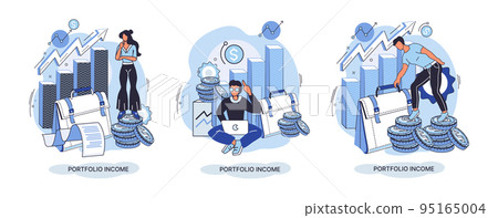 Investment portfolio with dollars or currency, buy or sell trading, market exchange value concept Investment portfolio with dollars or currency, buy or sell trading, market exchange value concept 95165004