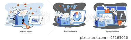 Investment portfolio with dollars or currency, buy or sell trading, market exchange value concept Investment portfolio with dollars or currency, buy or sell trading, market exchange value concept 95165026