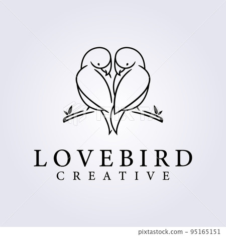 couple lovebird posing with love shape for logo icon symbol, vector illustration design 95165151