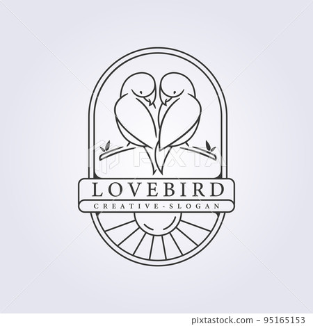 couple of lovebird line art modern logo vector illustration with badge design, with sunshine abstract couple of lovebird line art modern logo vector illustration with badge design, with sunshine abstract 95165153