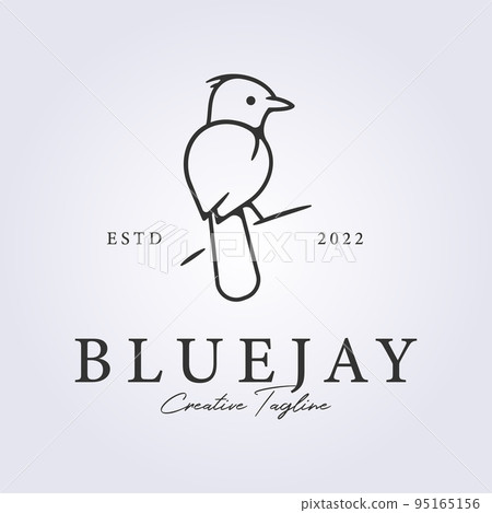 bluejay bird perch in branch in line art style for logo icon vector illustration design bluejay bird perch in branch in line art style for logo icon vector illustration design 95165156