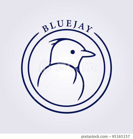 symbol of bluejay in line art vector for logo icon illustration design in badge 95165157