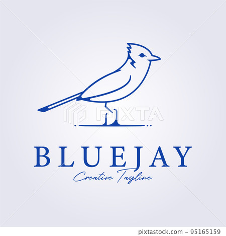 bluejay bird perch in ground line art for logo icon symbol vector illustration design bluejay bird perch in ground line art for logo icon symbol vector illustration design 95165159
