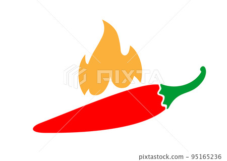ot chili peppers with fire illustration. Hot chili peppers sketch. Vegetarian healthy food. Hand drawn sketch design element. Vector illustration 95165236