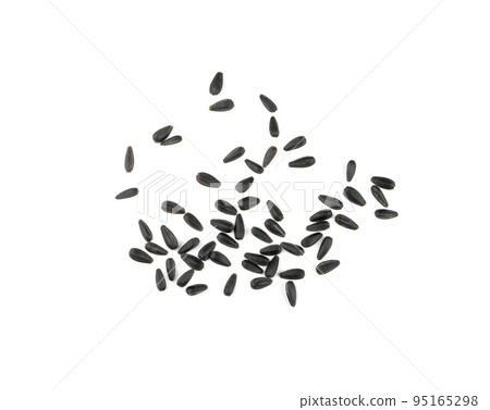 Sunflower Seeds Group, Black Seeds Isolated Top View Sunflower Seeds Group, Black Seeds Isolated Top View 95165298