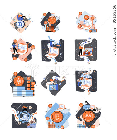 Cryptocurrency exchange platform, bitcoin transactions, cryptocurrency marketplace vector set Cryptocurrency exchange platform, bitcoin transactions, cryptocurrency marketplace vector set 95165356