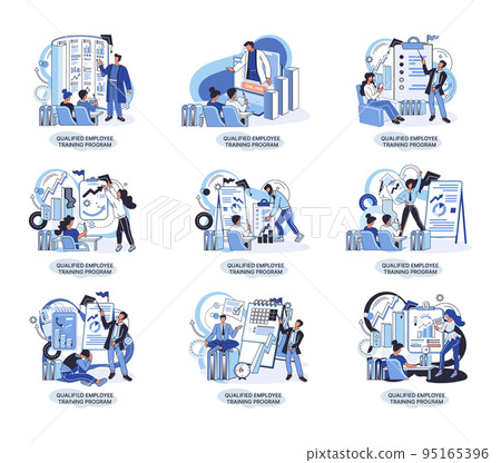 Qualified employee training program. Refresher course. Help in professional development, education metaphor 95165396