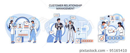 CRM metaphor. Customer Relationship Management. Application software for service organization CRM metaphor. Customer Relationship Management. Application software for service organization 95165410