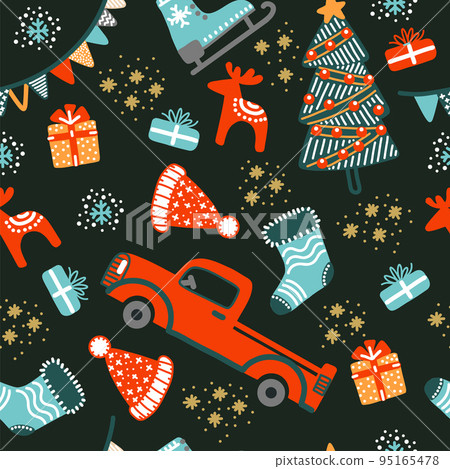 Seamless pattern Christmas elements background vector illustration black Seamless pattern Christmas elements background vector illustration black 95165478