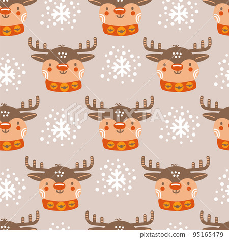 Seamless pattern christmas deer heads background vector illustration gray Seamless pattern christmas deer heads background vector illustration gray 95165479
