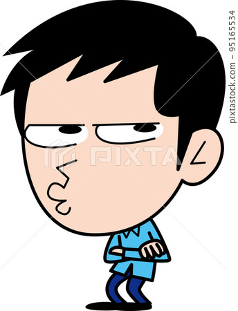 A man with his mouth pointed and his arms crossed 95165534
