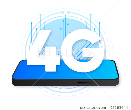 4g logo on blue screen phone. Network technology icon. Vector illustration. 4g logo on blue screen phone. Network technology icon. Vector illustration. 95165644