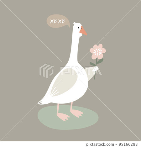 vector illustration bird goose, valentine in cartoon style. vector illustration bird goose, valentine in cartoon style. 95166288
