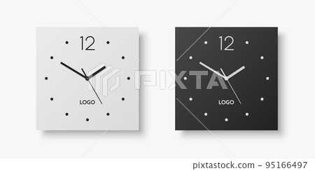 Vector 3d Realistic White, Black Square Wall Office Clock Set, Design Template Isolated on White. Dial with Roman Numerals. Mock-up of Wall Clock for Branding and Advertise Isolated. Clock Face Design Vector 3d Realistic White, Black Square Wall Office Clock Set, Design Template Isolated on White. Dial with Roman Numerals. Mock-up of Wall Clock for Branding and Advertise Isolated. Clock Face Design 95166497
