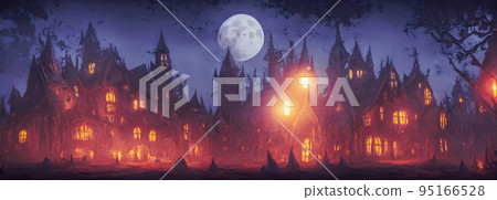 Halloween background. Witch hut. Banner size. 3d Halloween background. Witch hut. Banner size. 3d 95166528
