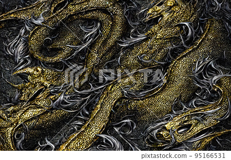 Luxury black and gold background. Abstract. Dragon skin. 3D illustration Luxury black and gold background. Abstract. Dragon skin. 3D illustration 95166531