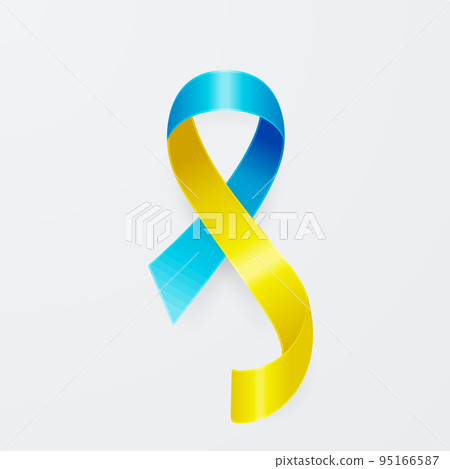 Vector 3d Realistic Yellow and Blue Ribbon Icon Closeup Isolated on White Background. Support for Ukraine Symbo Clipart. Design Template for Anti War Call, Peace, Struggle, Protest 95166587